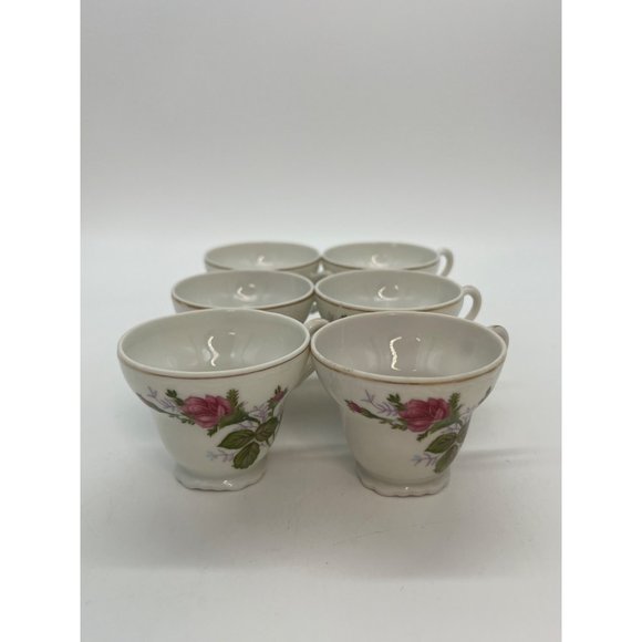 Set of 6 PorcelainTea Cups with Pink Roses Made in Japan - Picture 2 of 11